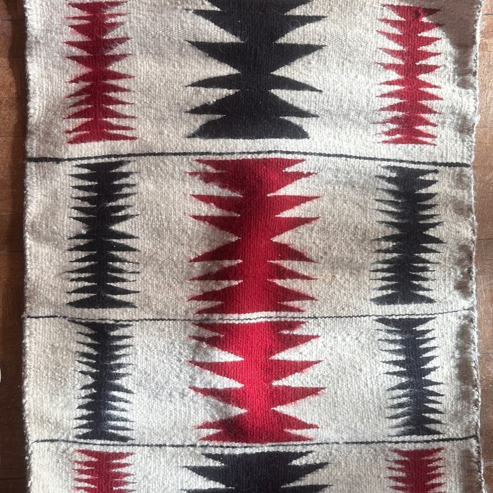 Southwestern Red and Black Geometric Wool Rug Runner
